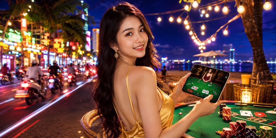 Người dùng Nha Trang kiểm tra giao dịch tài chính tại chợ đêm qua điện thoại di động